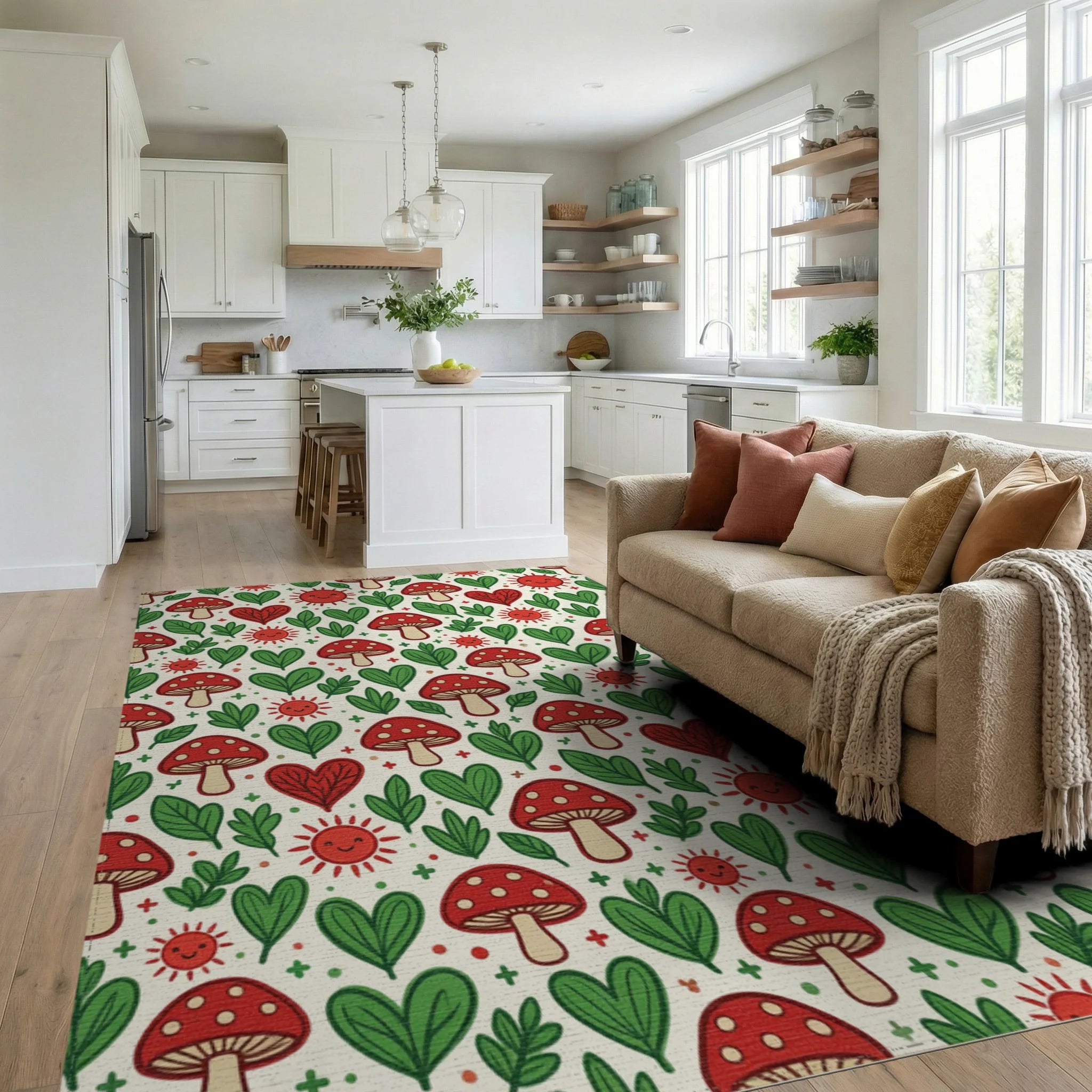Forest Red Green Rug - living_room