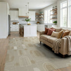 Farmhouse Beige White Rug - living_room