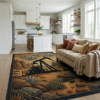 Black Gray Gold Rug - living_room