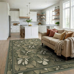 Green Traditional Floral Rug - living_room