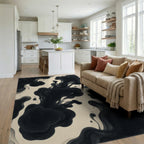 Black Beige Geometric Rug - living_room