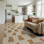 Beige Brown Minimalist Rug - living_room