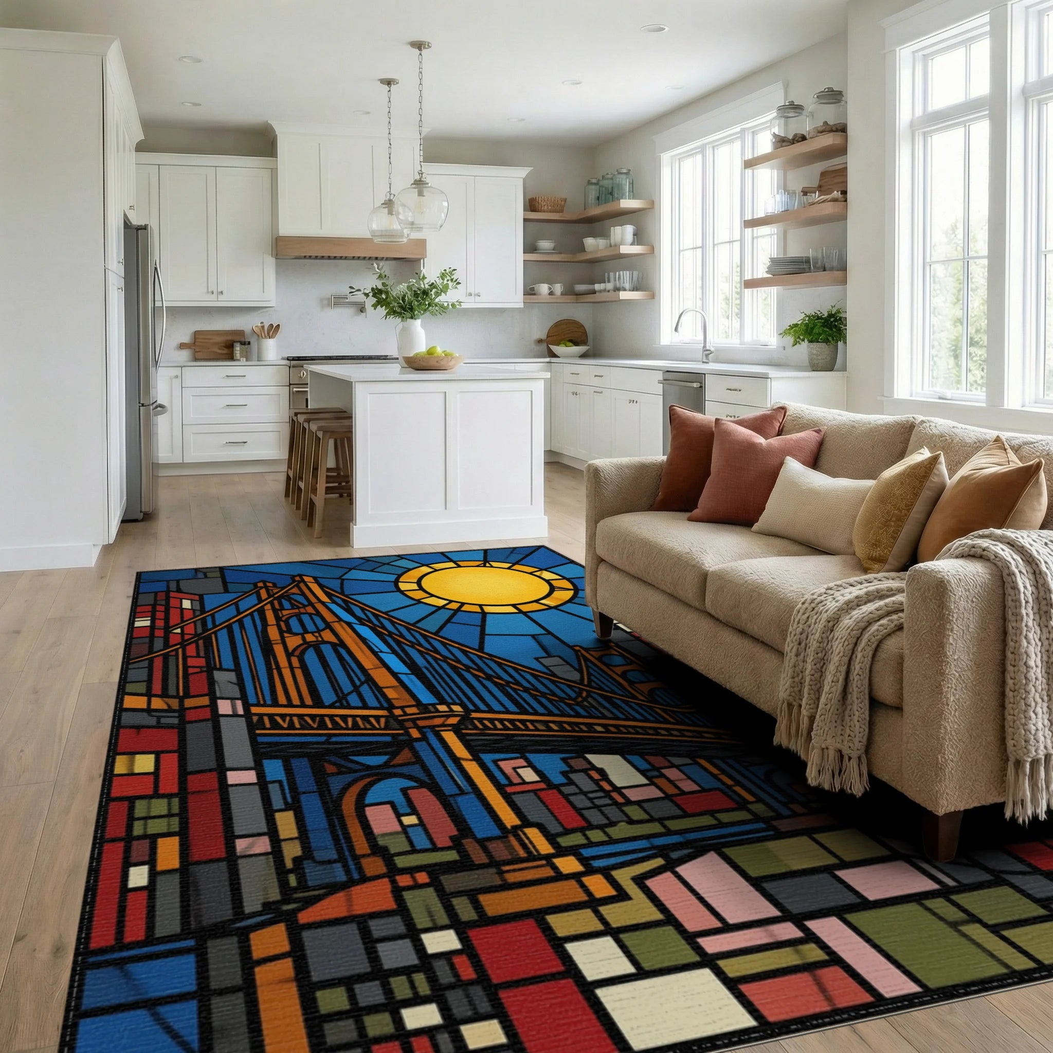 Black Yellow Sky Rug - living_room