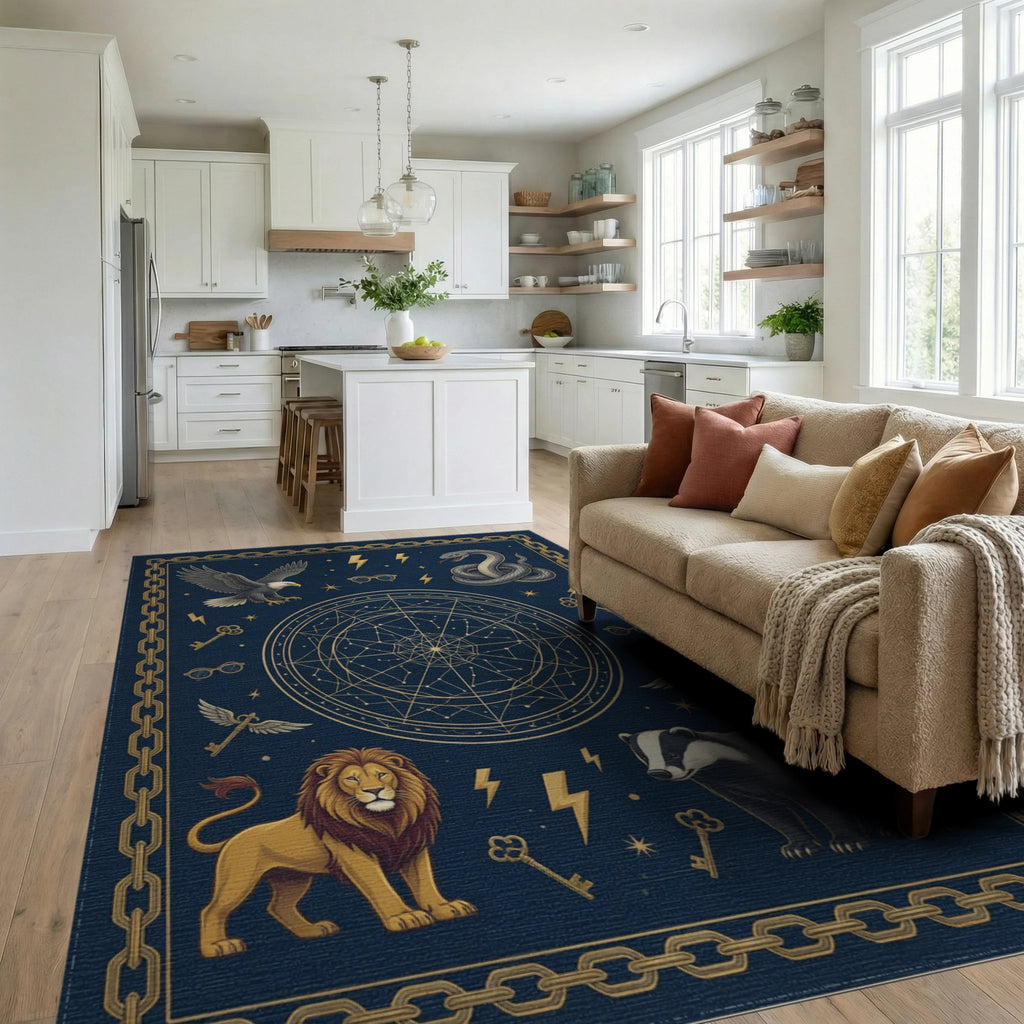 Celestial Constellation Elemental Medallion Rug - living_room