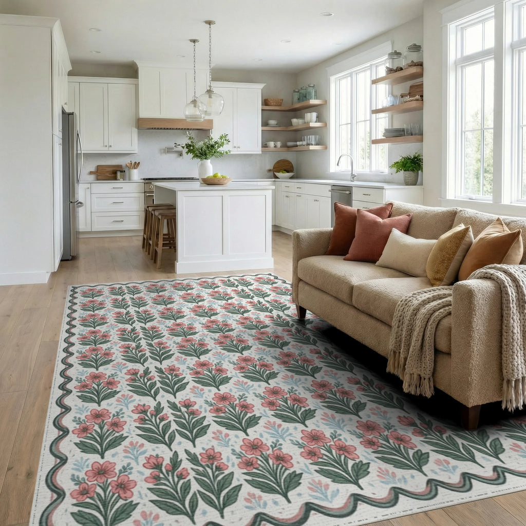 Pink Green Blue Rug - living_room