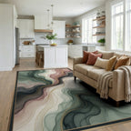 Abstract Fluid Sage Rose Rug - living_room