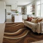 Walnut Grain Flowing Linear Rug - living_room