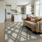 Cream Moroccan Geometric Rug - living_room