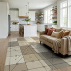 Neutral Geometric Grid Accent Rug - living_room