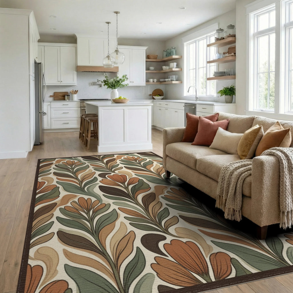 Green Brown Contains Rug - living_room