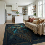 Midnight Blue Gold Medallion Regalia Rug - living_room