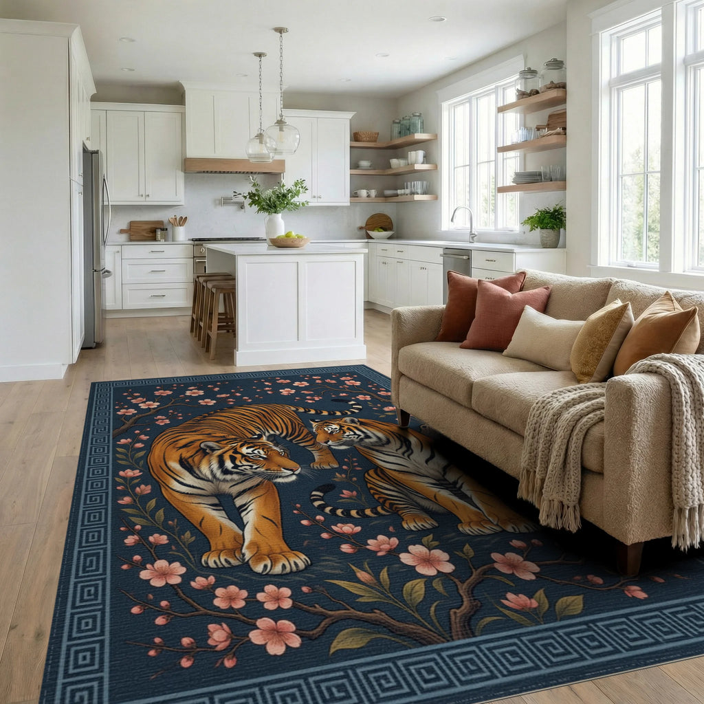 Tiger And Plum Blossom Slate Rug - living_room
