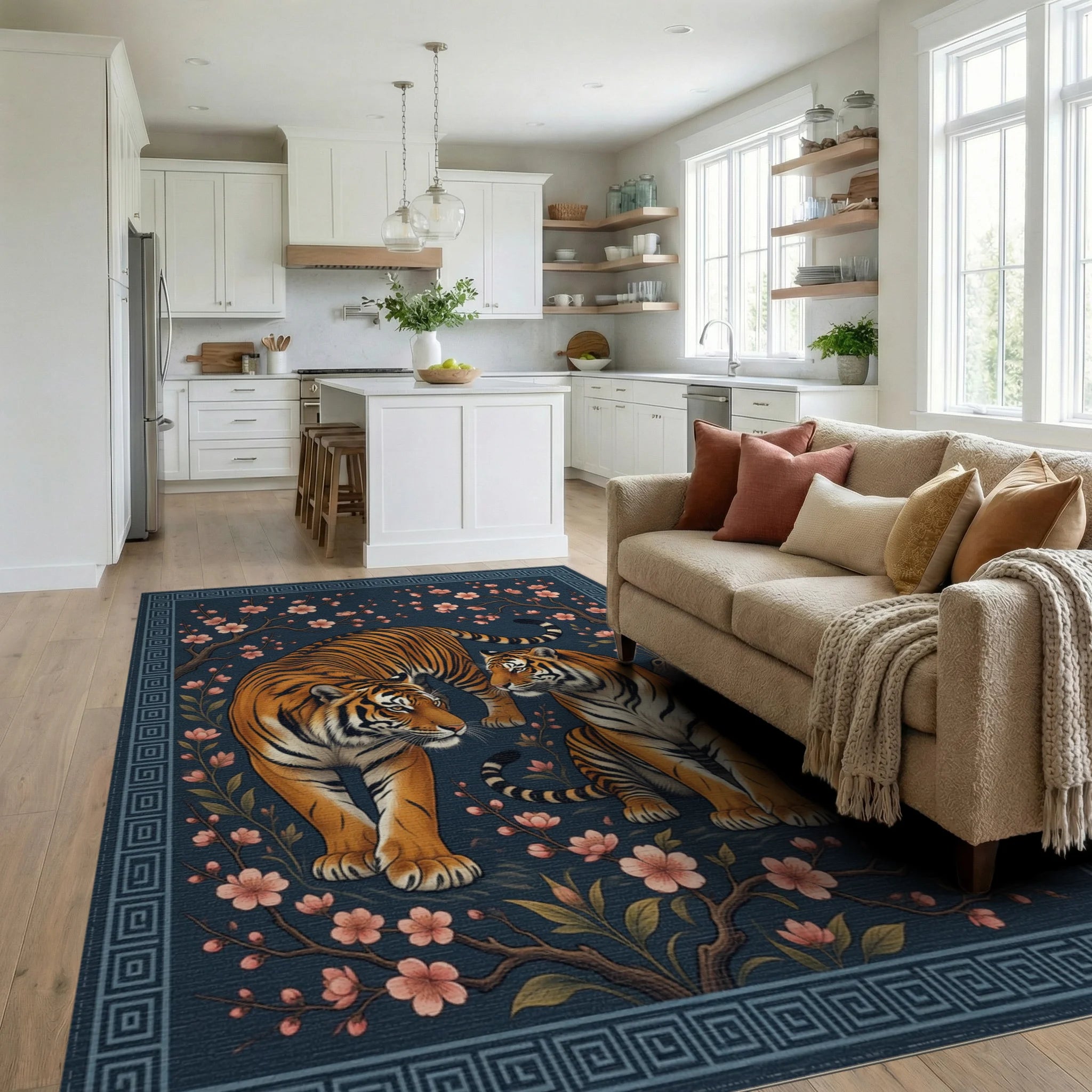 Tiger And Plum Blossom Slate Rug - living_room