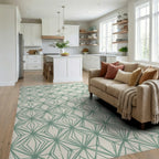 Green White Cream Rug - living_room
