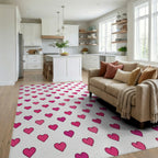 White Pink Minimalist Rug - living_room
