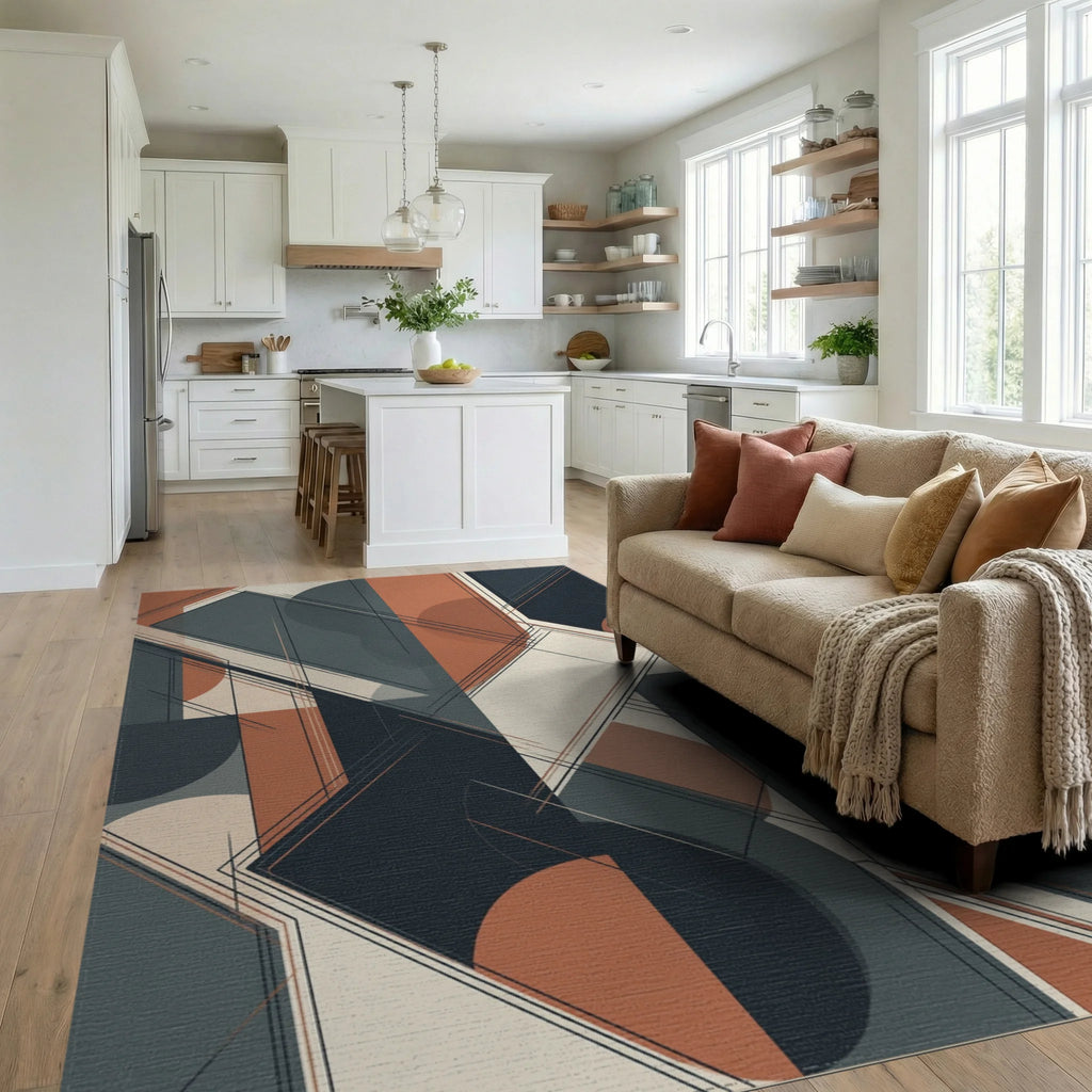Contemporary Geometric Color Block Rug - living_room