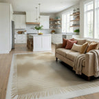 Beige Minimalist Geometric Rug - living_room