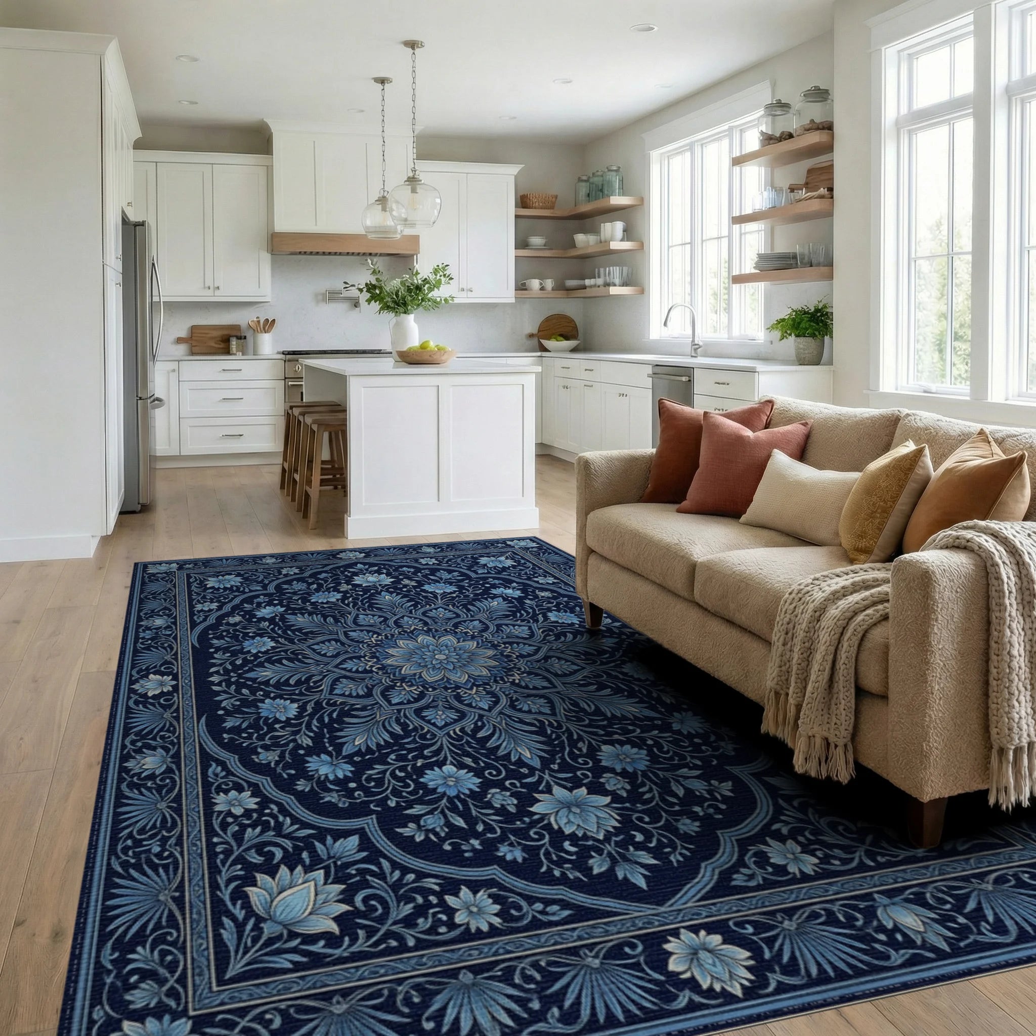 Persian Navy Blue Rug - living_room