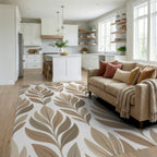 White Beige Minimalist Rug - living_room