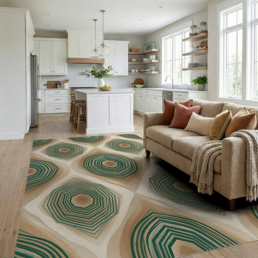 Beige Tan Brown Rug - living_room