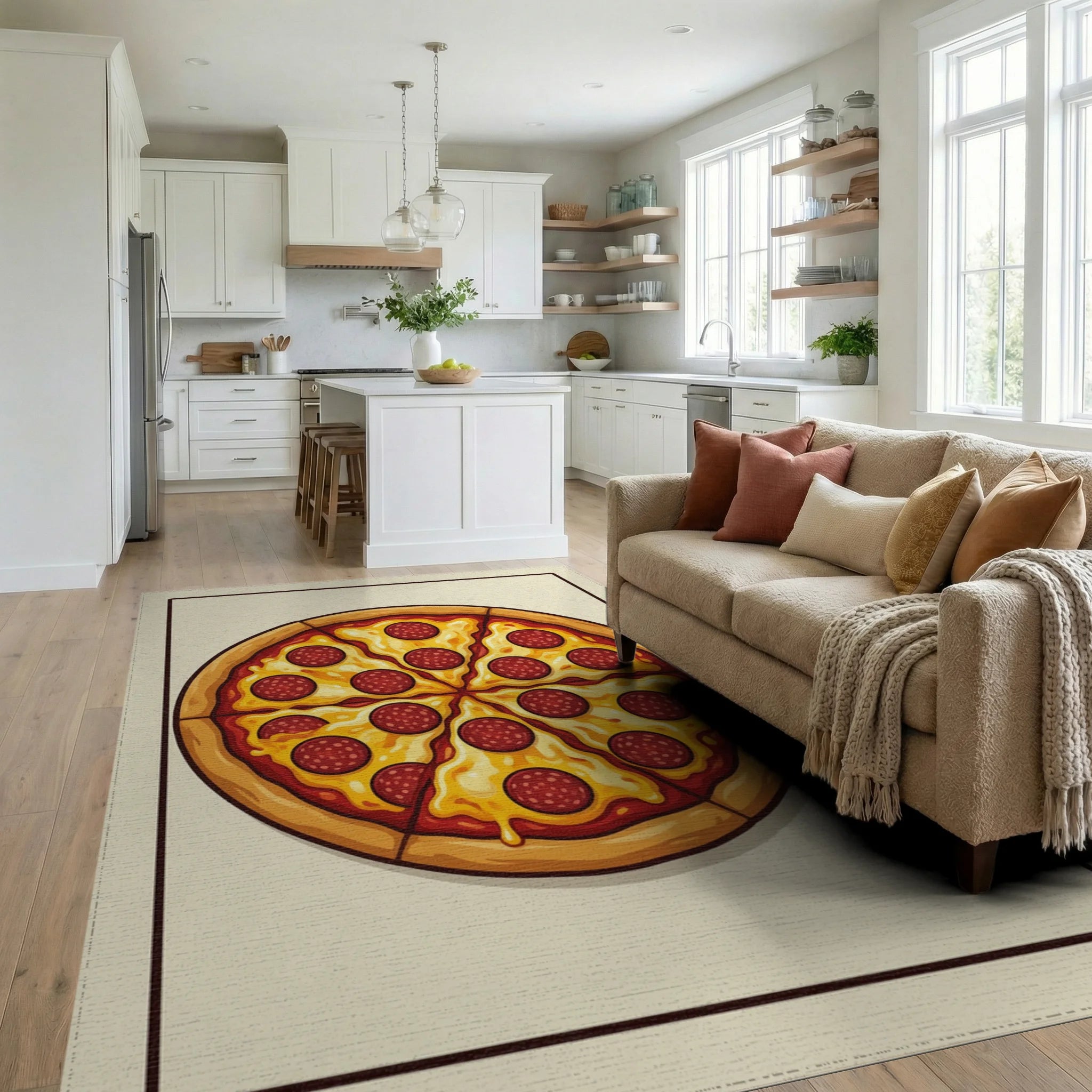 Minimalist Circular Culinary Area Rug - living_room