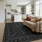 Black Blue Mauve Rug - living_room
