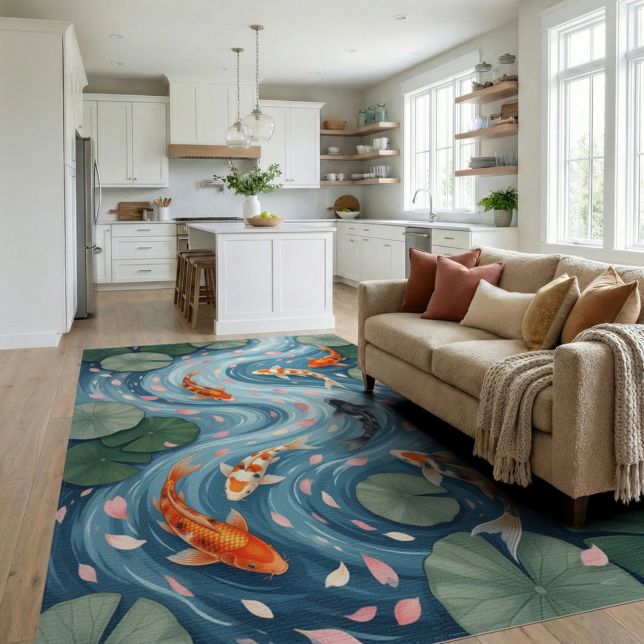 Blue Forest Green Rug - living_room