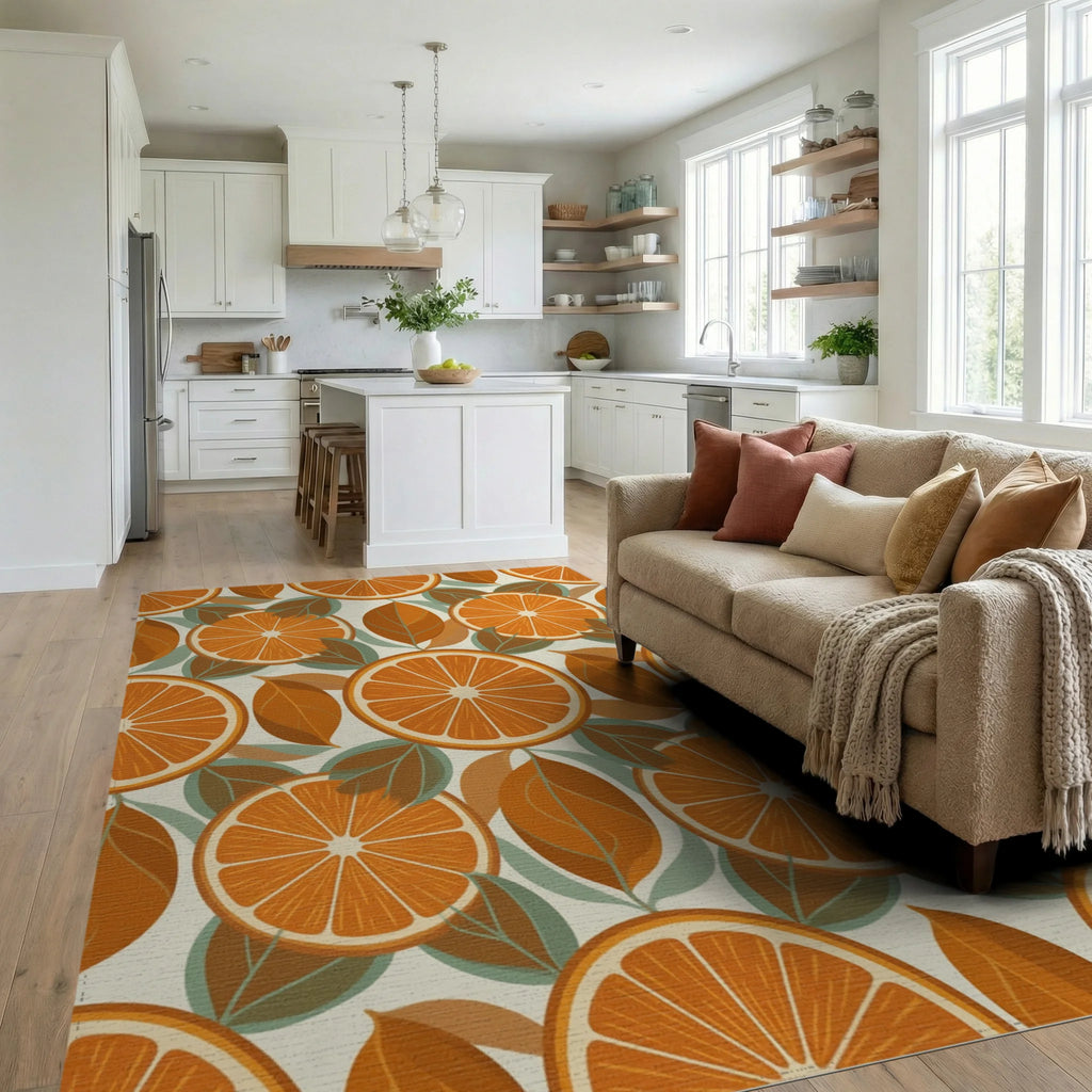 Graphic Citrus Cream Saffron Rug - living_room