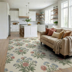Cream Green Blue Rug - living_room