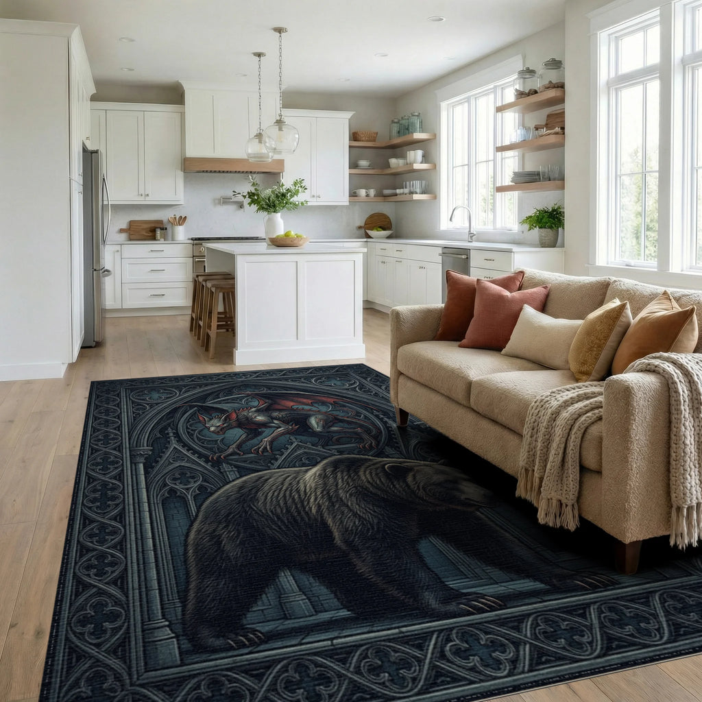 Blue Black Crimson Rug - living_room