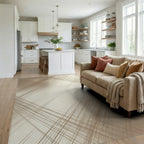 Cream White Abstract Rug - living_room