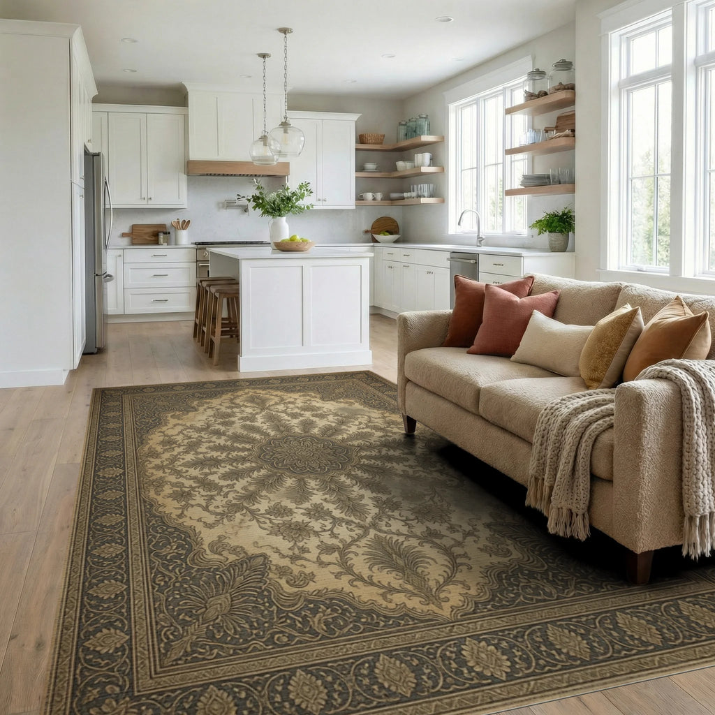 Traditional Persian Floral Rug - living_room