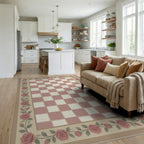 White Beige Green Rug - living_room