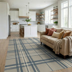 Blue White Geometric Rug - living_room