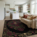 Maroon Black Gold Rug - living_room