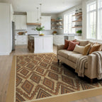 Traditional Brown Beige Rug - living_room