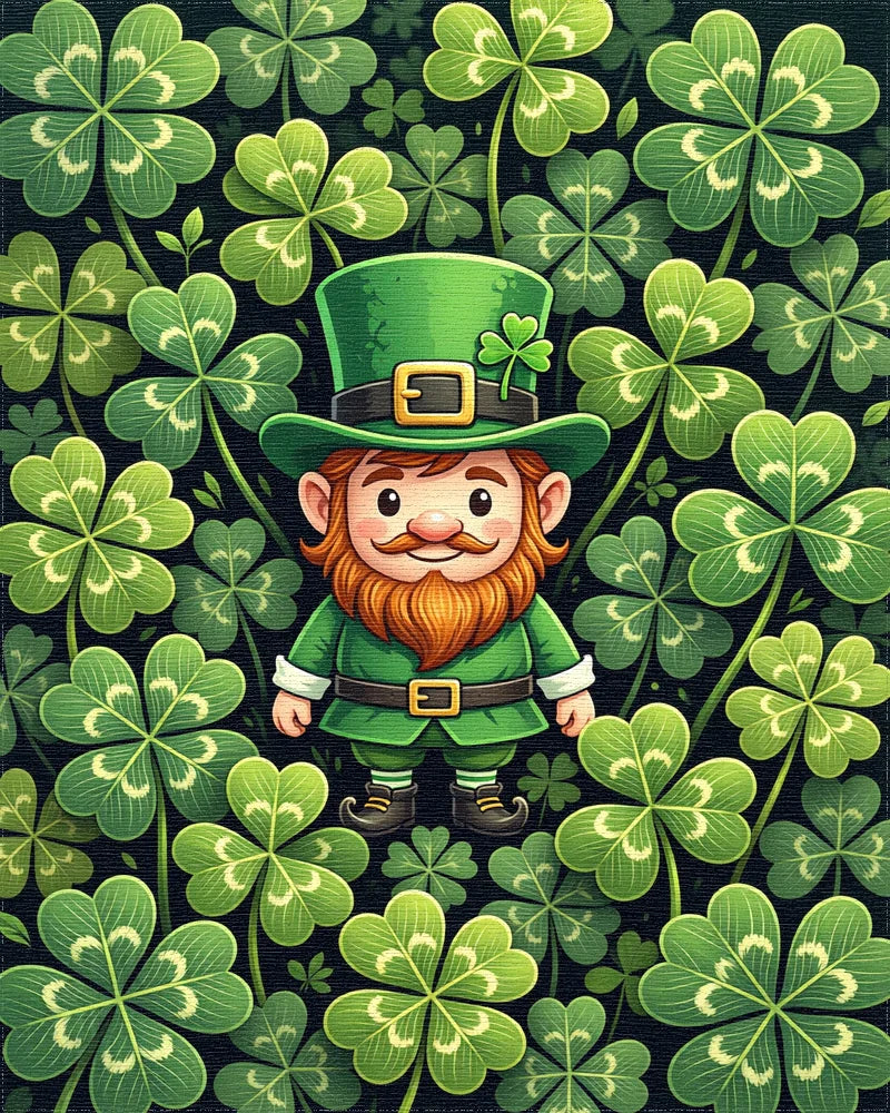Lucky Leprechaun and Four Leaf Clover Rug - Cutout View