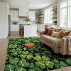 Lucky Leprechaun and Four Leaf Clover Rug Living Room View