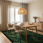 Lush Forest Fern Pattern Design Rug - Dining Room View