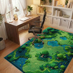 Lush Green Forest Rivers Ponds Rug - Office View