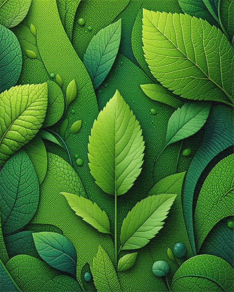 Lush Green Leaf Layers Rug - Cutout View