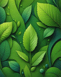 Lush Green Leaf Layers Rug - Cutout View