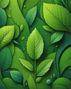 Lush Green Leaf Layers Rug - Cutout View