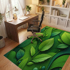 Lush Green Leaf Layers Rug - Office View