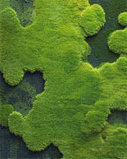 Lush Green Moss Textured Landscape Rug - Cutout View
