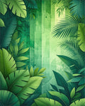 Lush Green Tropical Palm Rug - Cutout View