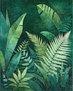 Lush Jungle Fern Botanical Print Rug - Cutout View