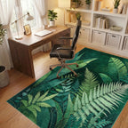 Lush Jungle Fern Botanical Print Rug - Office View