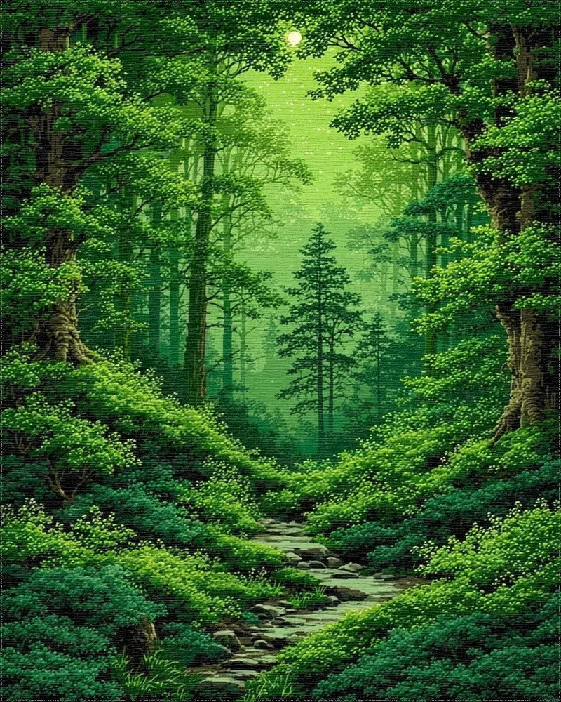 Lush Sunlit Forest Path Rug - Cutout View