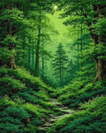 Lush Sunlit Forest Path Rug - Cutout View